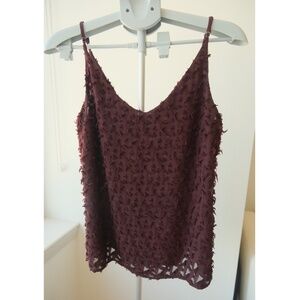 1.State Burgundy/Plum Textured Fringe Cami Top Size S